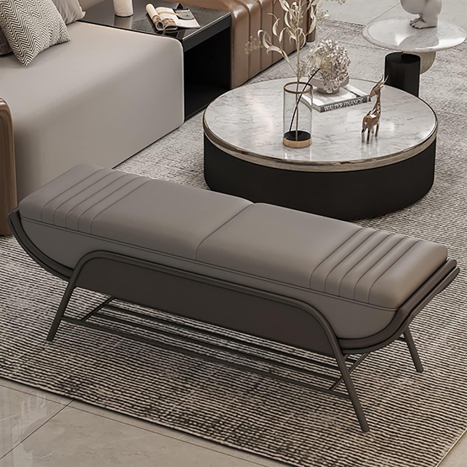 Banco de cuero moderno elegante con zapatero integrado de 80cm