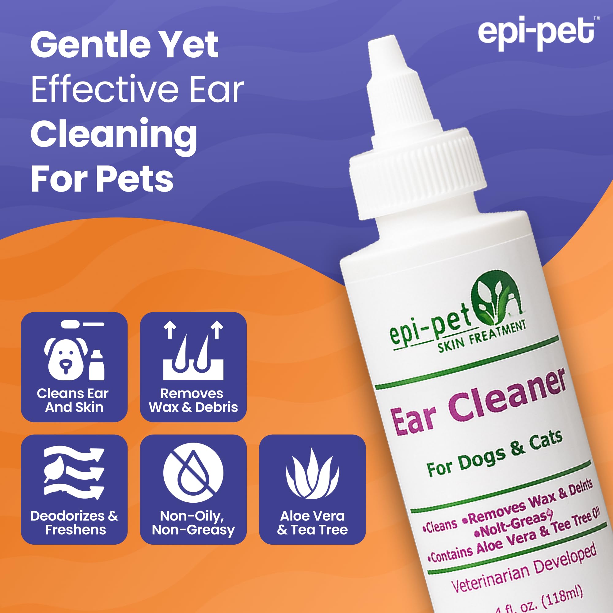 Epi-Pet Ear Cleaner for Dogs & Cats – Vet-Approved Ear Wash for Itchy, Smelly, Dirty Ears – Gentle, Alcohol-Free Formula – Removes Wax, Debris & Odor – Daily Ear Care for Pets – 4 oz - image 2