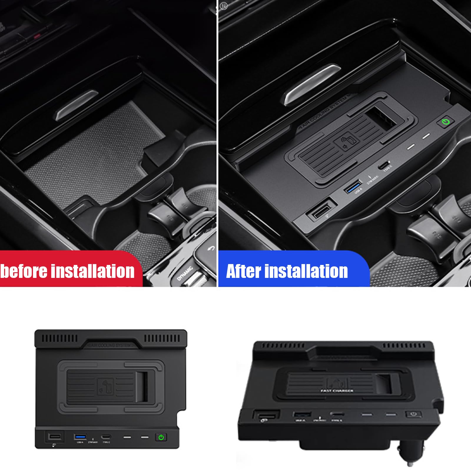 Caricabatteria da Auto Wireless per Mercedes-Benz Classe A/GLA/AMG/CLA/Classe B/GLB/Gal 2020-2023 Pannello Accessori Console Centrale, 15W Caricatore per Telefono a Ricarica Rapida