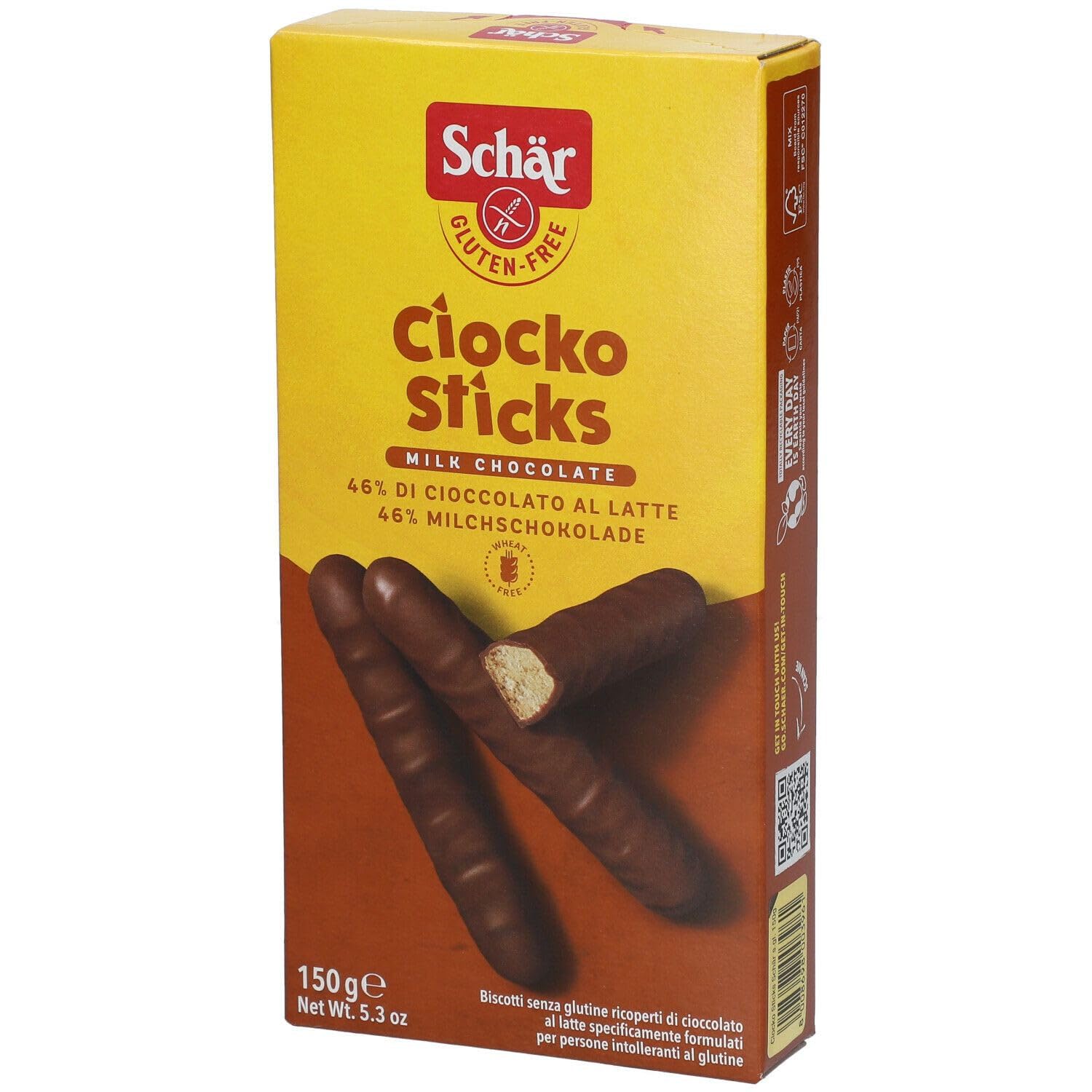 Schär Gluten Free Chocolate Fingers, 150 g
