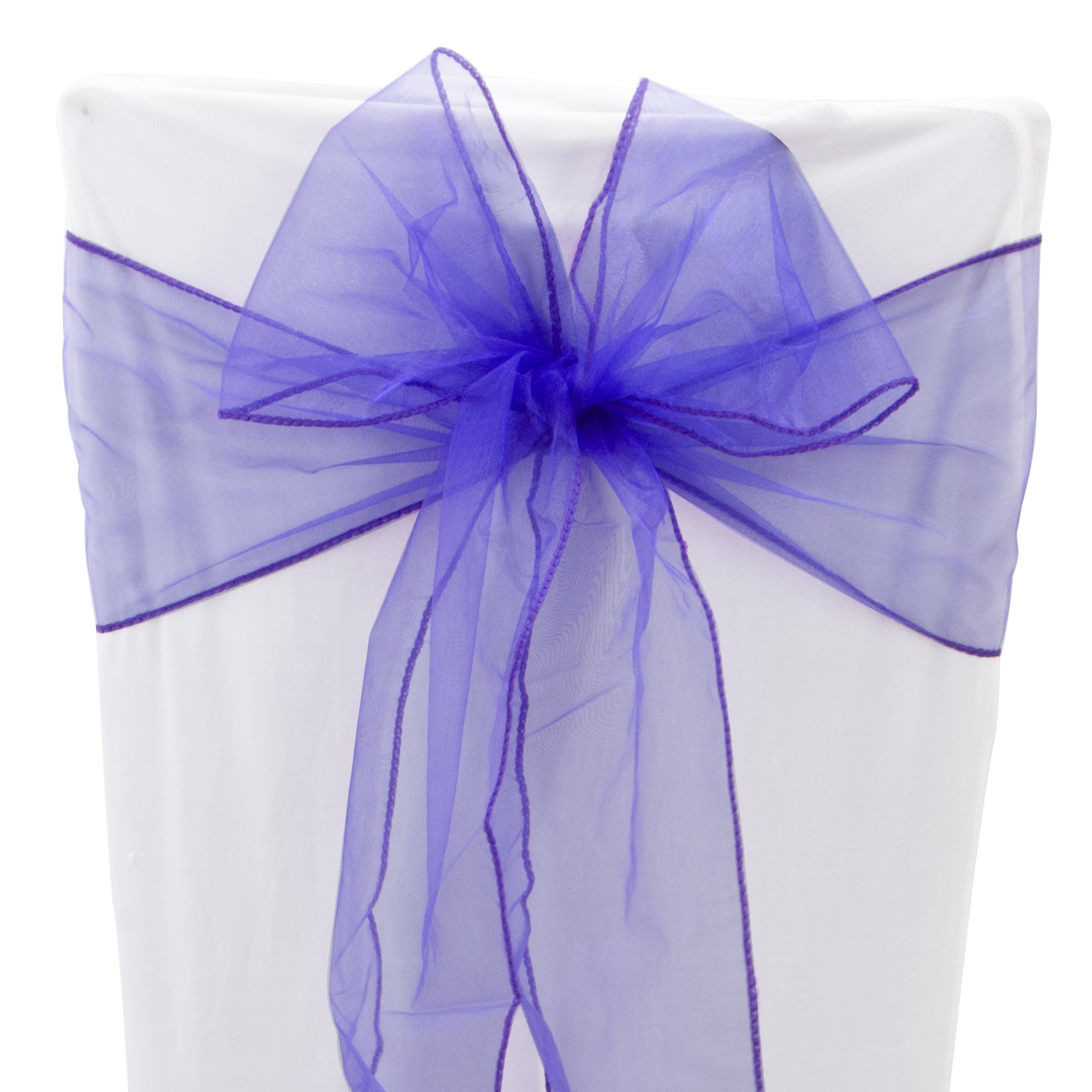 Time to Sparkle 110PCS 17x280cm Organza Chair Sashes Wider Fuller Cover Party Decoration Bow Sashes for Wedding -Amethyst