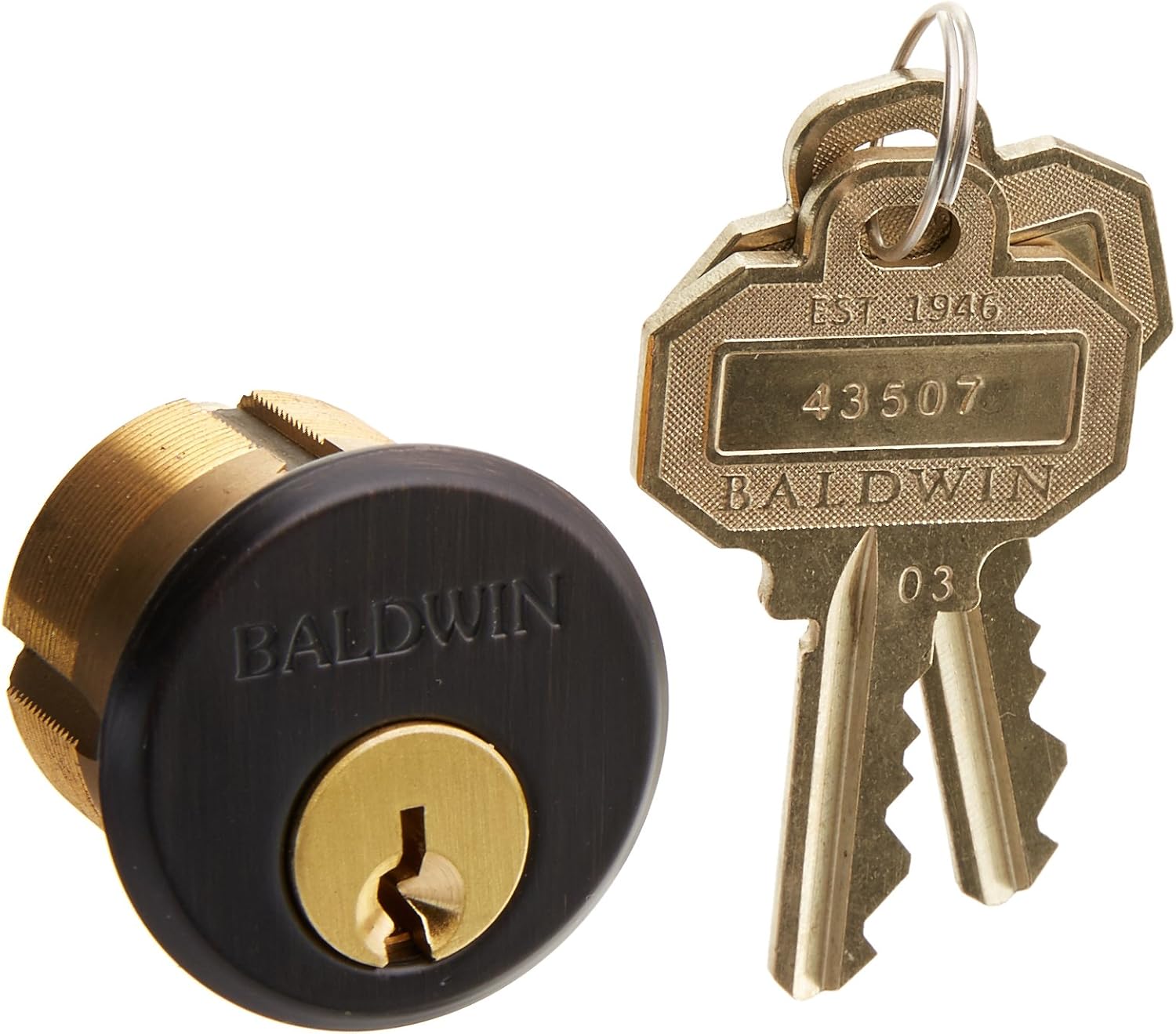 Baldwin 8322 11/8" Mortise Cylinder C Keyway, Bronze Door