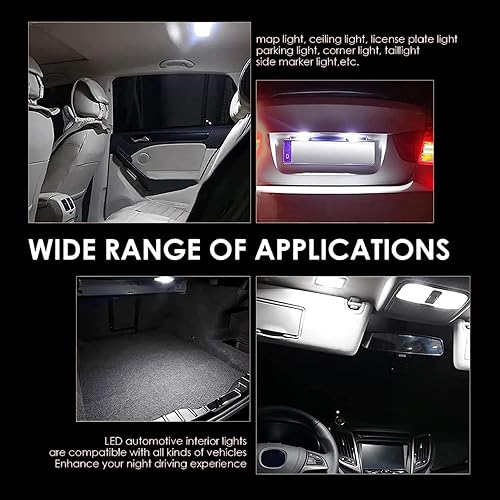 Miniatura 6 de ZKFAR Pack-20 - Juego de 20 bombillas LED para automóvil, T10 de 1.220 in y 1.654 in, luz blanca de placa de matrícula de 6000 K, adecuada para