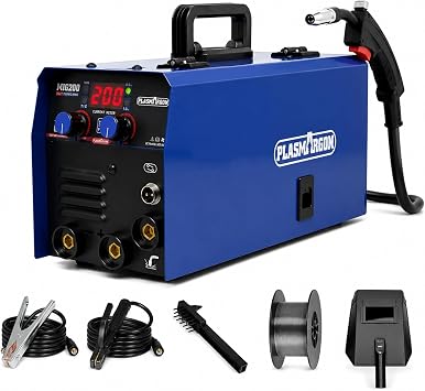 3-IN-1 MIG Welder,200A 110V/220V Dual Voltage, Flux Core MIG/Lift TIG/Stick Welding Machine, Gasless MIG Welder, IGBT Inverter with LED Display for DIY, Garage & Metalworking