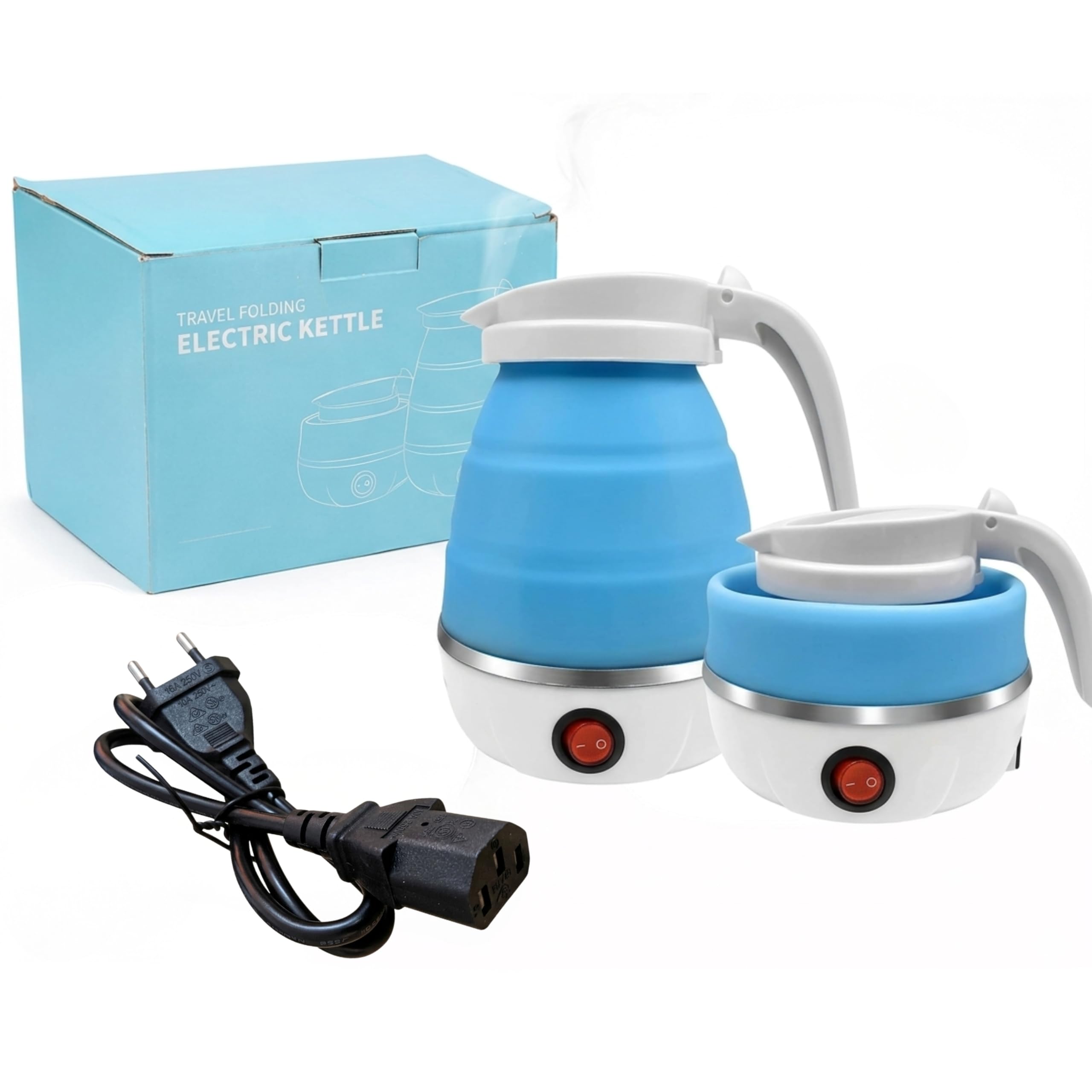 HANYCONY Electric Kettle for Travel Portable Folding | Super Fast Water Boiling | Mini Collapsible Water Heater | Ideal for Kids Milk Feeding, Coffee & Tea | Compact & Lightweight | Color Blue-image-8