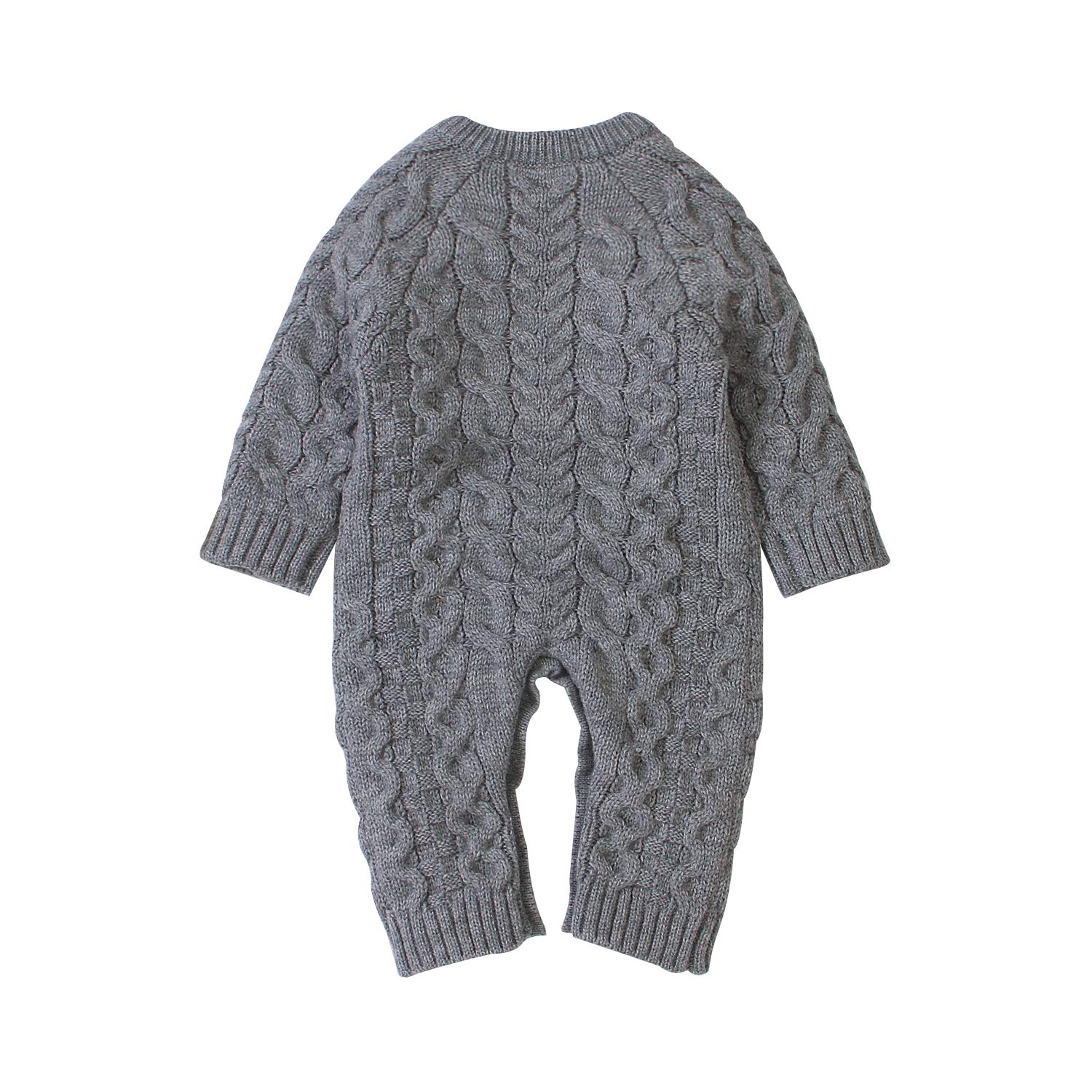 mimixiong Layette Cable Sweater Baby Knitted Romper Cute Warm Outfit for Newborn Baby Grey 0-3 Month