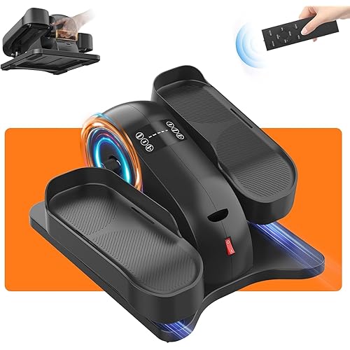 Under Desk Elliptical Machine for Senior Mini Elliptical Leg Exerciser with Remote Control Portable Electric Seated Foot Pedal Exerciser for Home Office