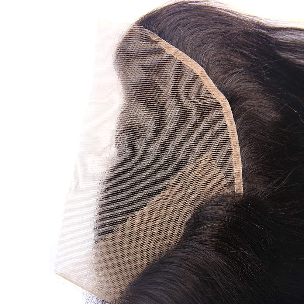 FACE MIRACLE Peruvian Straight 13x4" Virgin Human Hair Ear To Ear Pre Natural Full Lace Frontal Closure Body Wave (ST, 613#Bleach Blonde -13“×4”-12“)