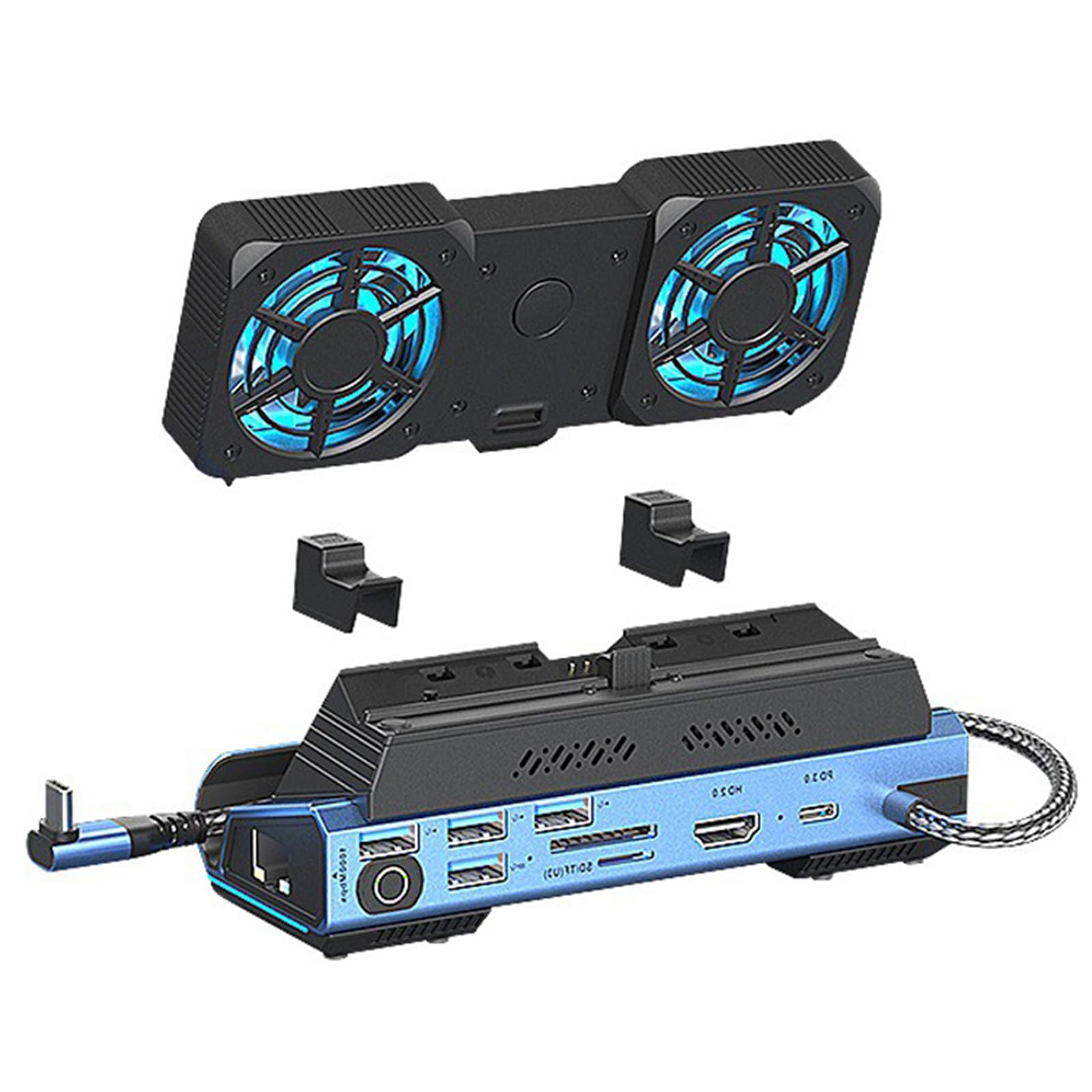 Hub USB Docking Station per Console Dock 4K@60Hz Lettore di Schede Adattatore Multiporta con Ventola di Raffreddamento