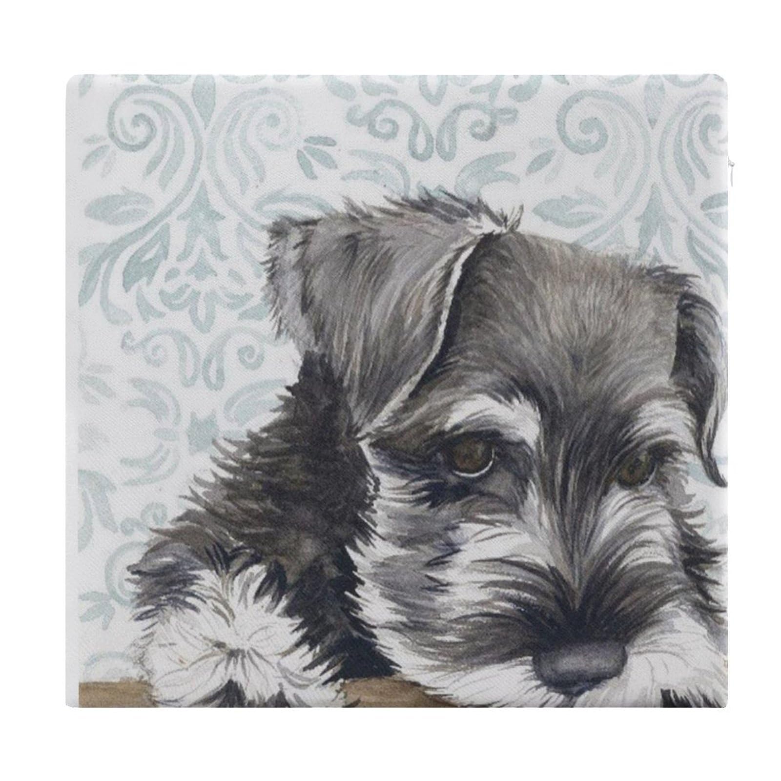 JZemdybill Chair Pad, Cute Schnauzer Dog Seat Pad, Square Chair Cushion for Yoga Living Room Balcony