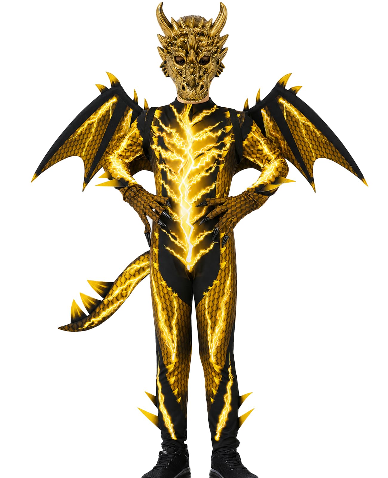 Dragon Costume Kids with Lightning Wings Mask Boys for Halloween