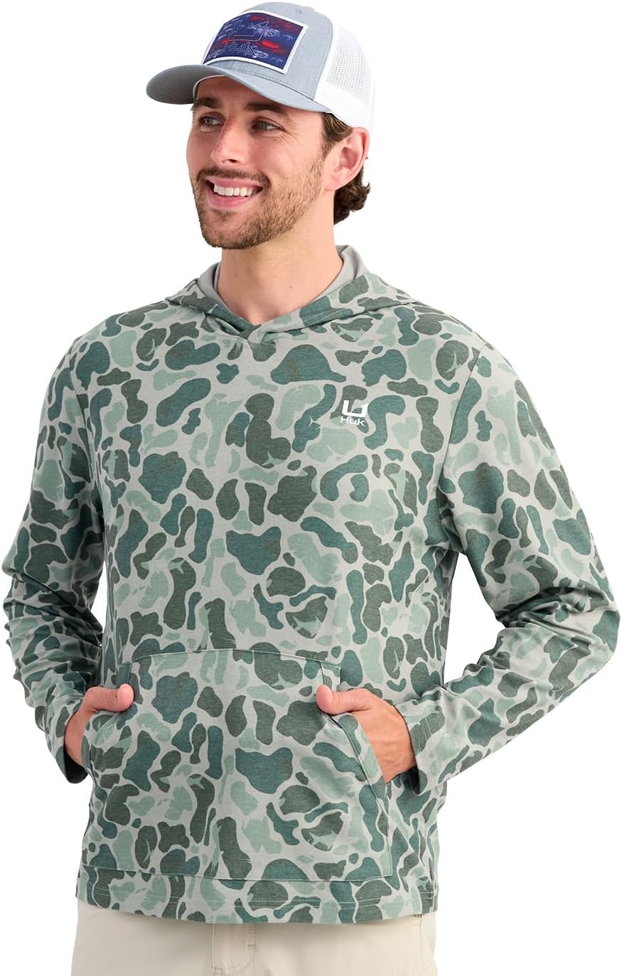 HUK Men's Leeward Fleece Hoodie, Lightweight, Warm, and Comfortable Pullover for Fishing and Outdoor Adventures