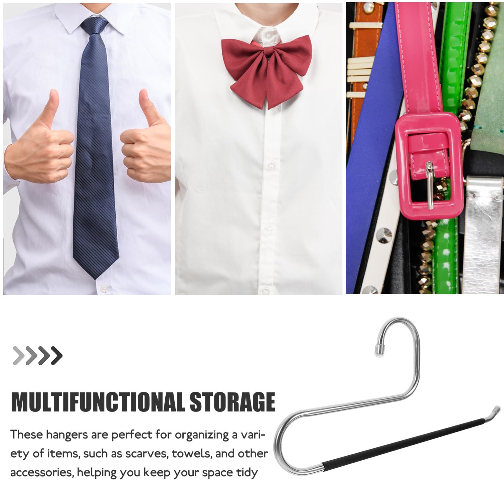 Unomor 6pcs Scarf Storage Rack Trousers Space Saving Hangers Clothes Drying Rack Open Ended Pants Hanger Multi-Function Pants Hangers Tie Hanging Rack Hangers Space Saving Stainless Steel