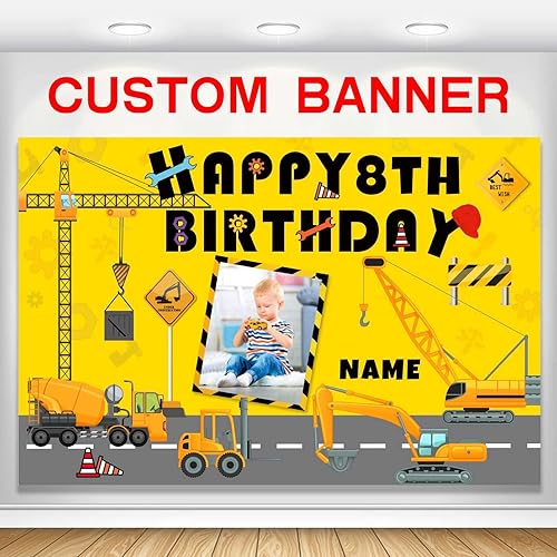 Decoración personalizada para fiesta de cumpleaños, suministros personalizados para excavadora, grúa, camión volquete, excavadora, telón de fondo de disponible en Yaxa Costa Rica