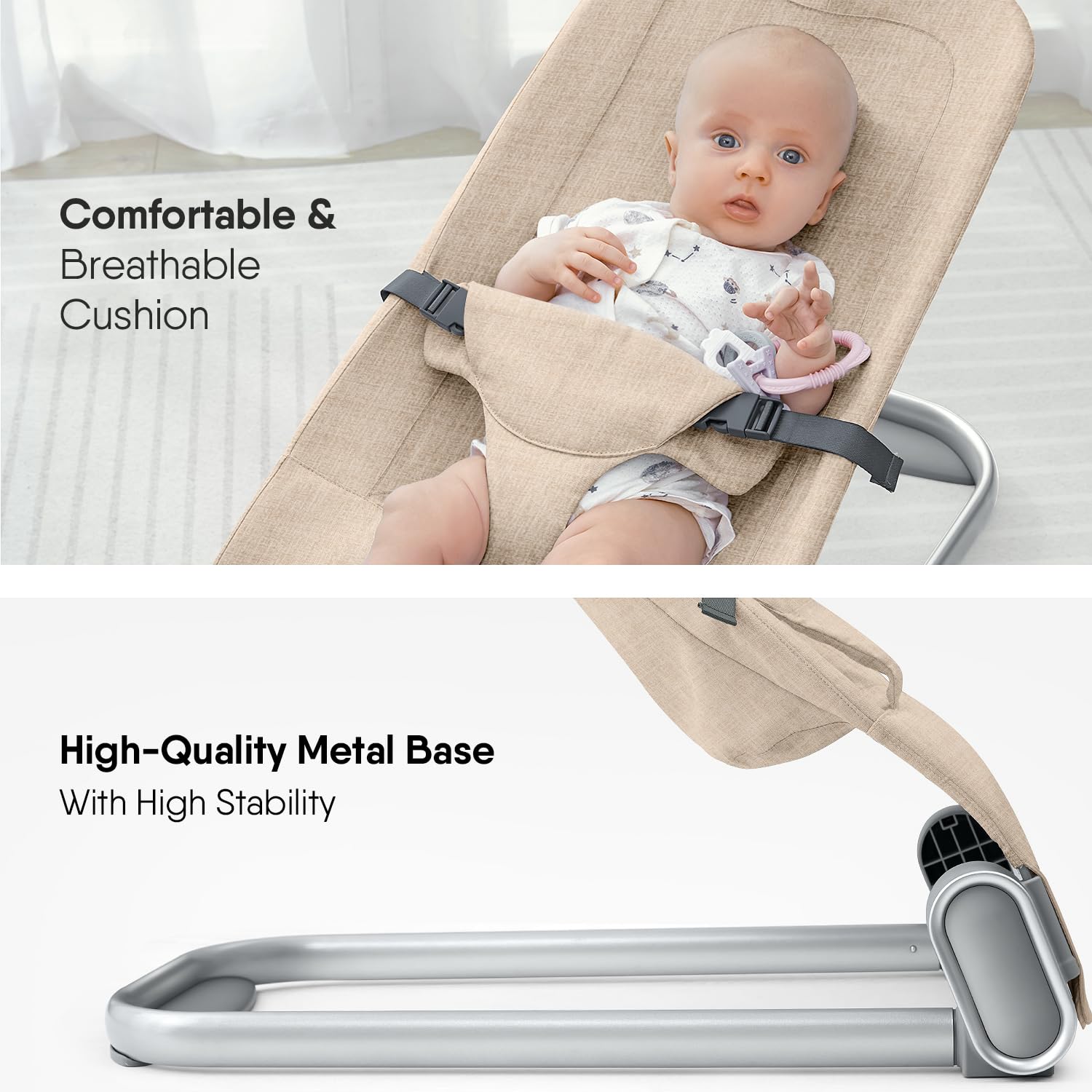 Baby Bouncer Seat for Infants, BabyBond Baby Bouncer with Sturdy Base