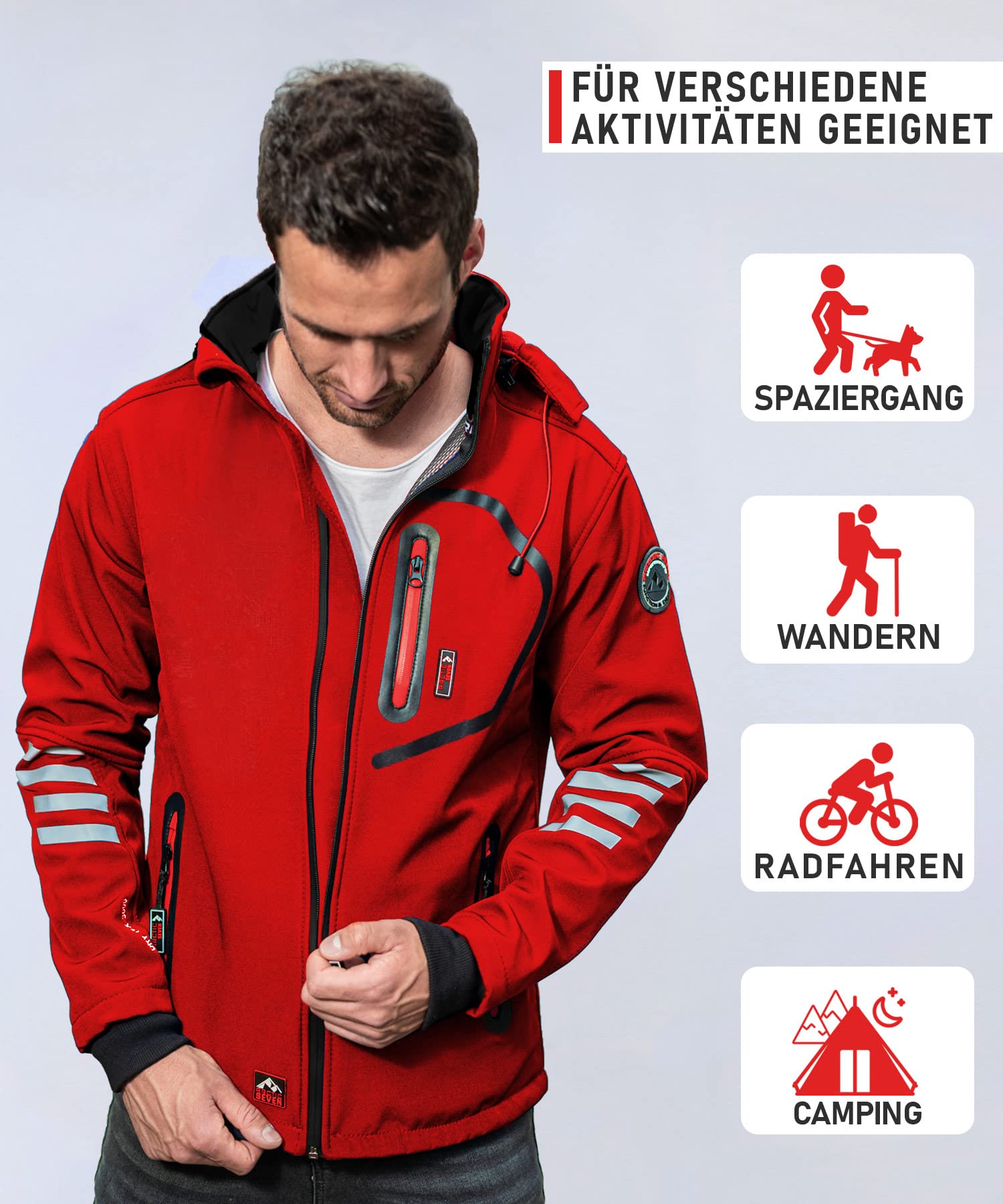 męska designerska kurtka softshellowa, funkcyjna, outdoorowa, przeciwdeszczowa kurtka sportowa AS301
