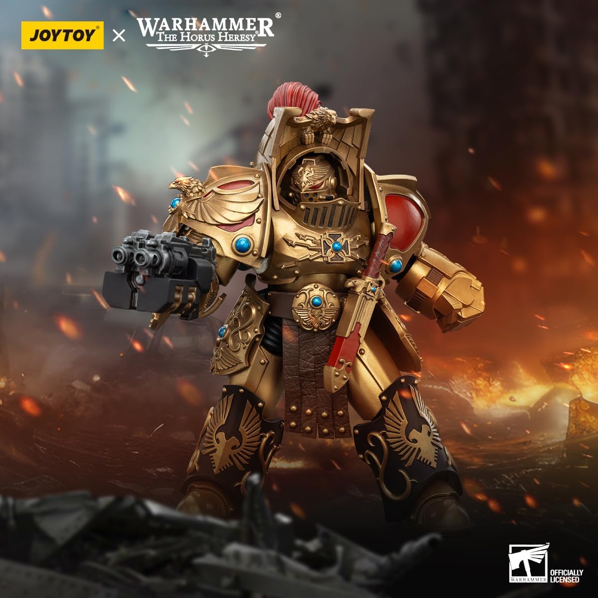 JOYTOY 1/18 Action Figures - Warhammer The Horus Heresy Legio Custodes Aquilon Terminator Squad Aquilon with Lastrum Storm Bolter - 5‘’,Classic Character,Collectible,Age 15 and Above