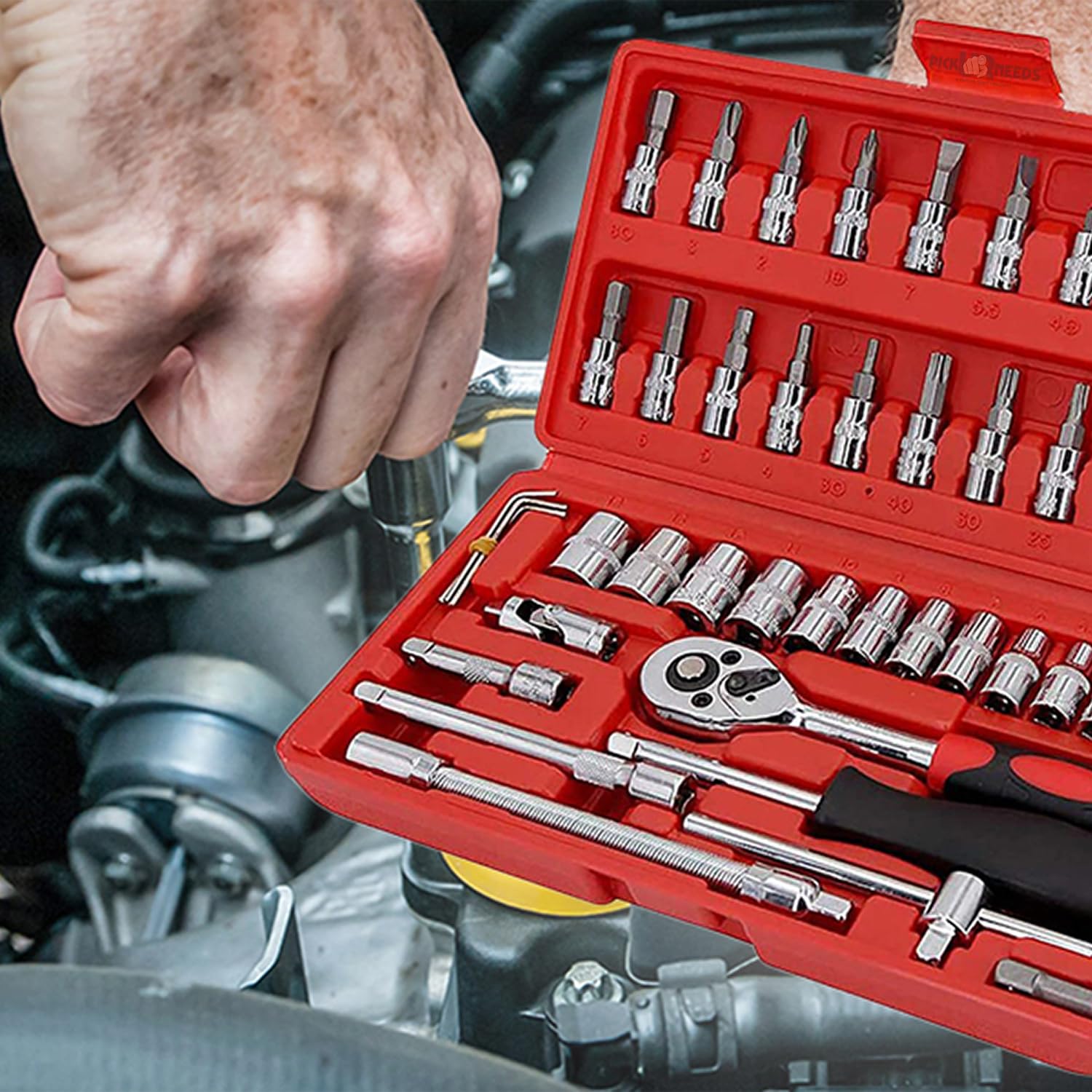Pick Ur Needs 46 Pieces Screw Driver 1/4 Inch Socket Ratchet Wrench Set With Socket Set Hand Tools for Auto Repairing and Household (Screw) (B0CJQ5YY7S) Amazon Price History, Amazon Price Tracker