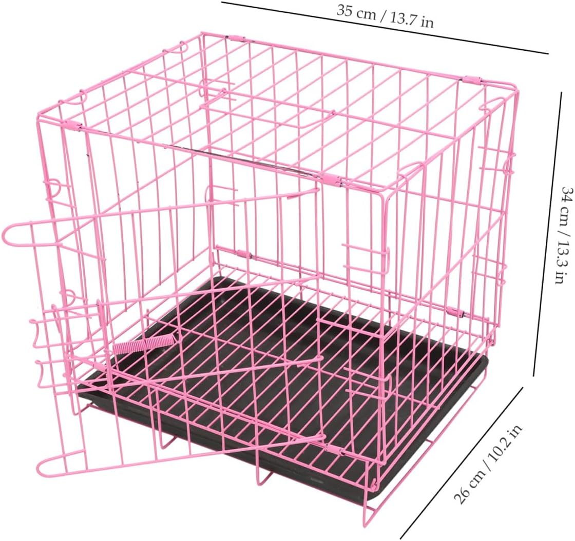 Folding Pet Cage Small Medium Dogs Cats Rabbit Portable Kennel Pink for Indoor Outdoor Use Safe Breathable House