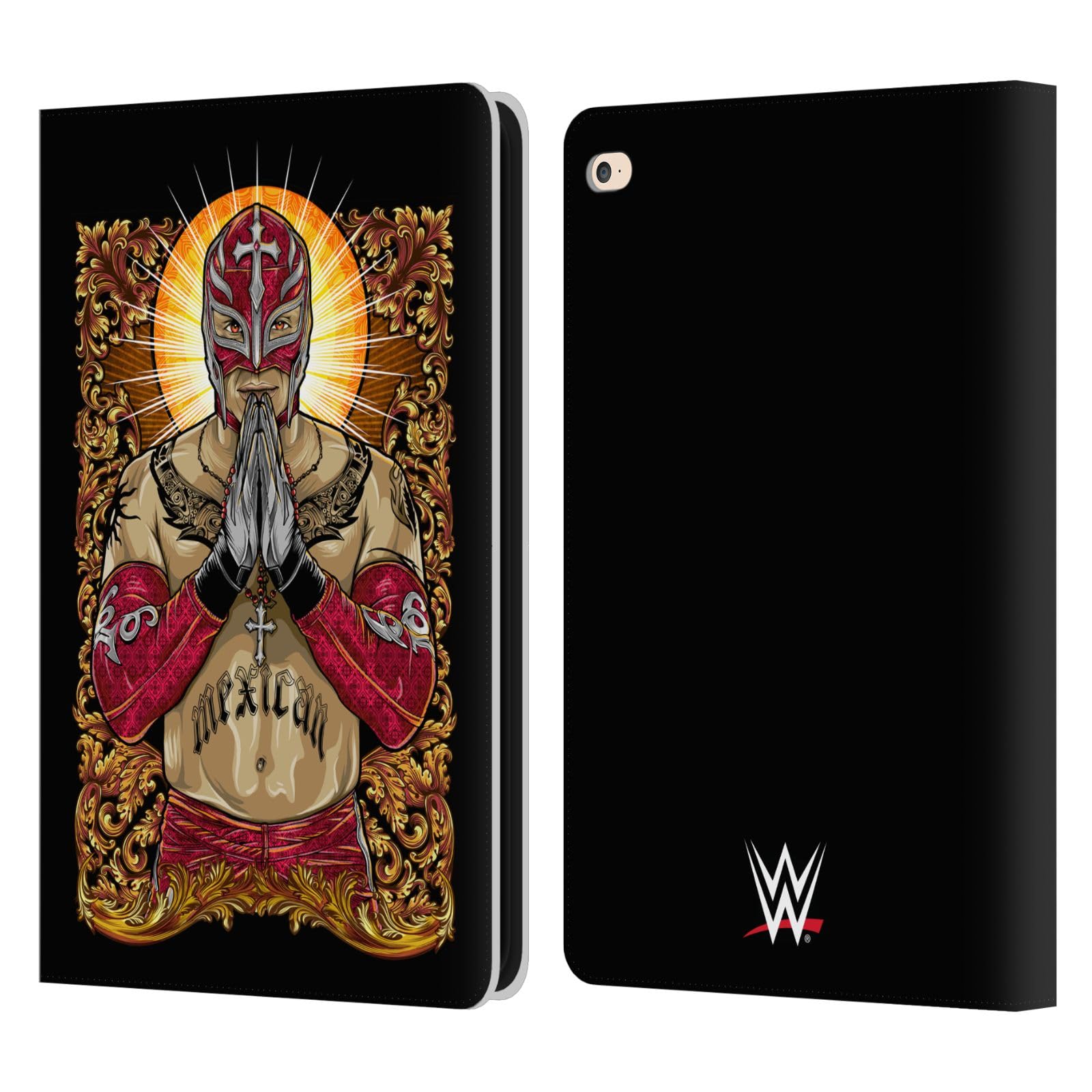 Head Case Designs Officially Licensed WWE Glow Rey Mysterio Leather Book Wallet Case Cover Compatible with Apple iPad Air 2 (2014)