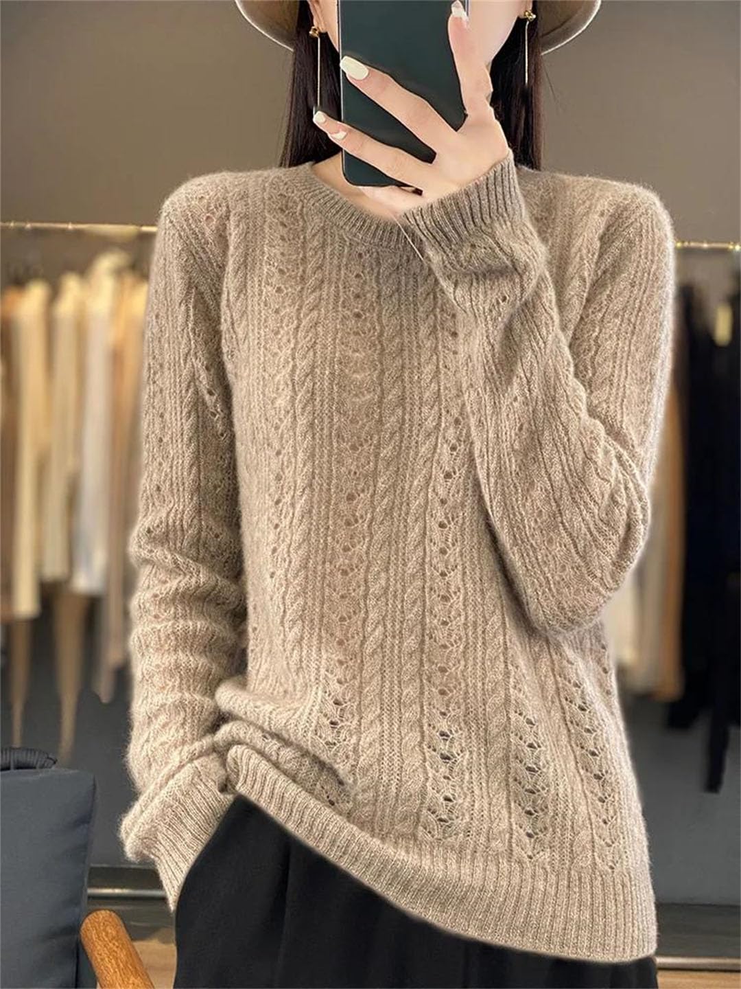 Vogrtcc Maglione Pullover in Lana Autunno Inverno da Donna