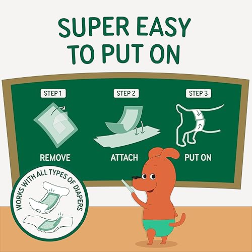 Miniatura 7 de PAWPANG Pañales desechables para perros machos y hembras, 100 unidades, 4 opciones de tamaño, insertos de pañales para perros que se adaptan a la