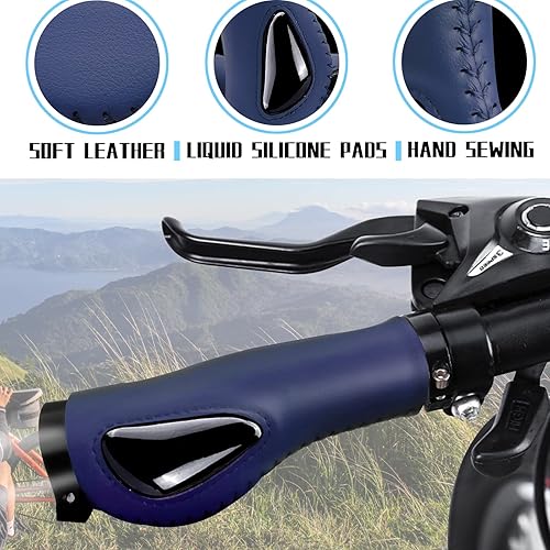 Miniatura 4 de Empuñaduras de manillar de bicicleta, diseño ergonómico opcional, doble bloqueo de aluminio, empuñaduras de bicicleta de montaña, MTB BMX Downhill