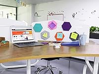 Vista 6 de Juego de 6 tableros de fieltro hexagonales, autoadhesivos, tableros de notas y fotos, azulejos decorativos de espuma colorida para pared con 6
