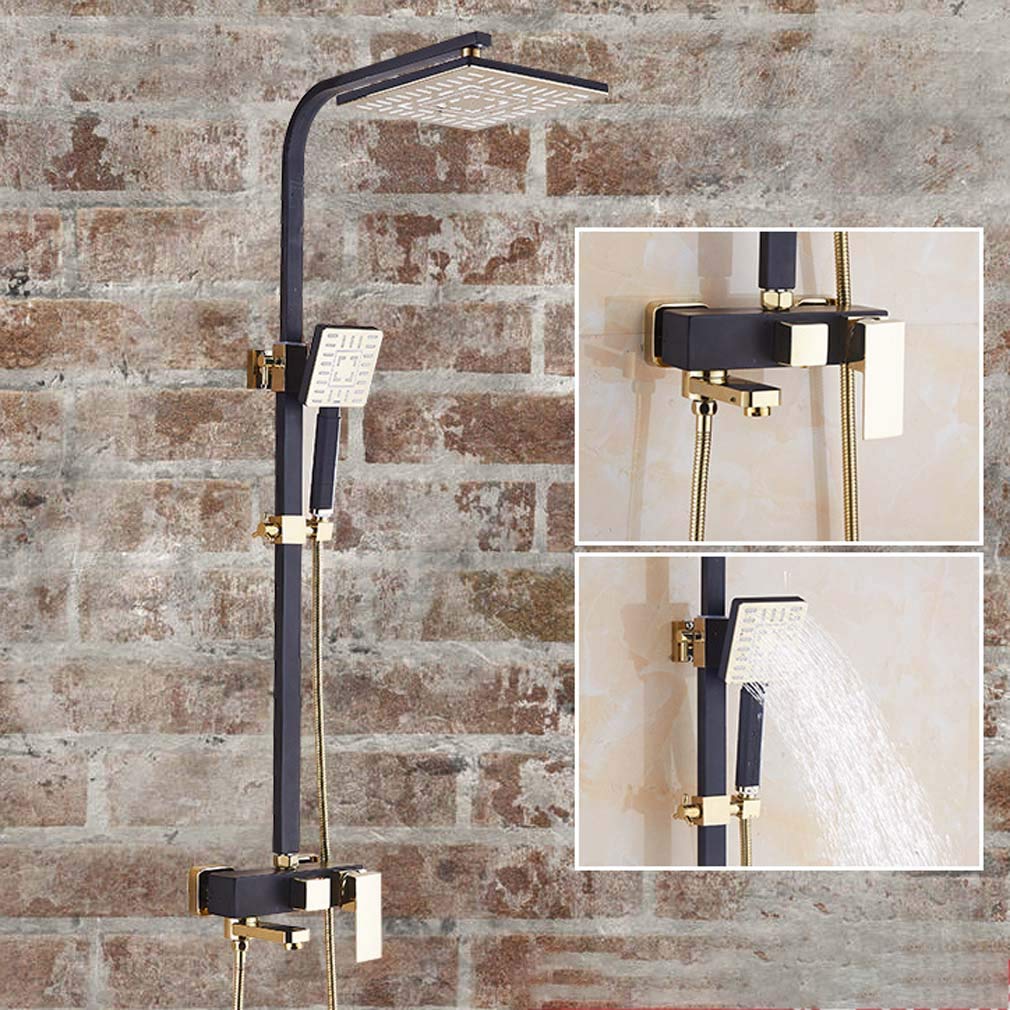 Système de douche mitigeur bain-douche à effet pluie 12" et douchette Squa noir