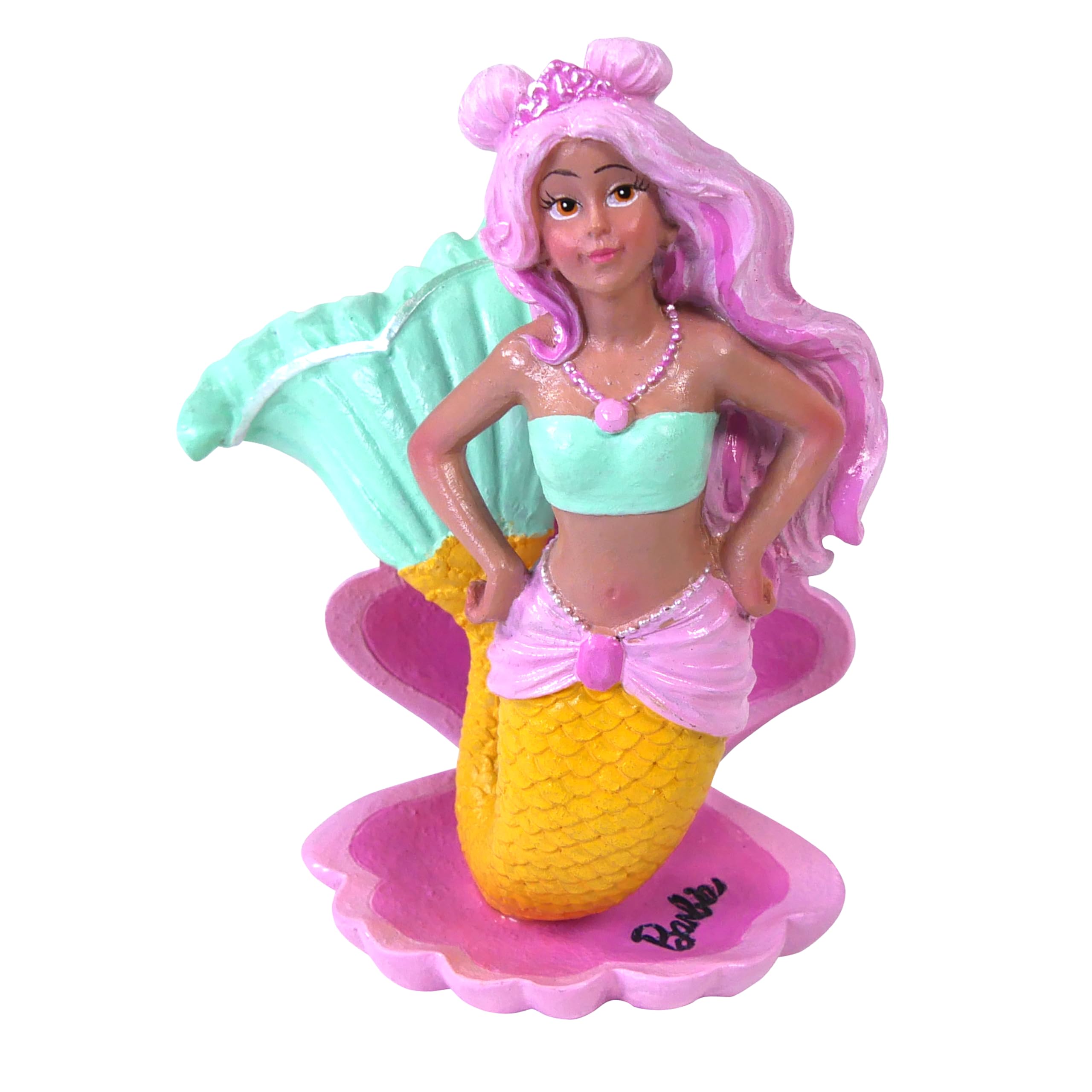 Penn-Plax Officially Licensed Mermaid Barbie™ Friend Aquarium Ornament on a Shell Base– Perfect Decoration for Fish Bowls, Aquariums, and Terrariums Pet Supplies