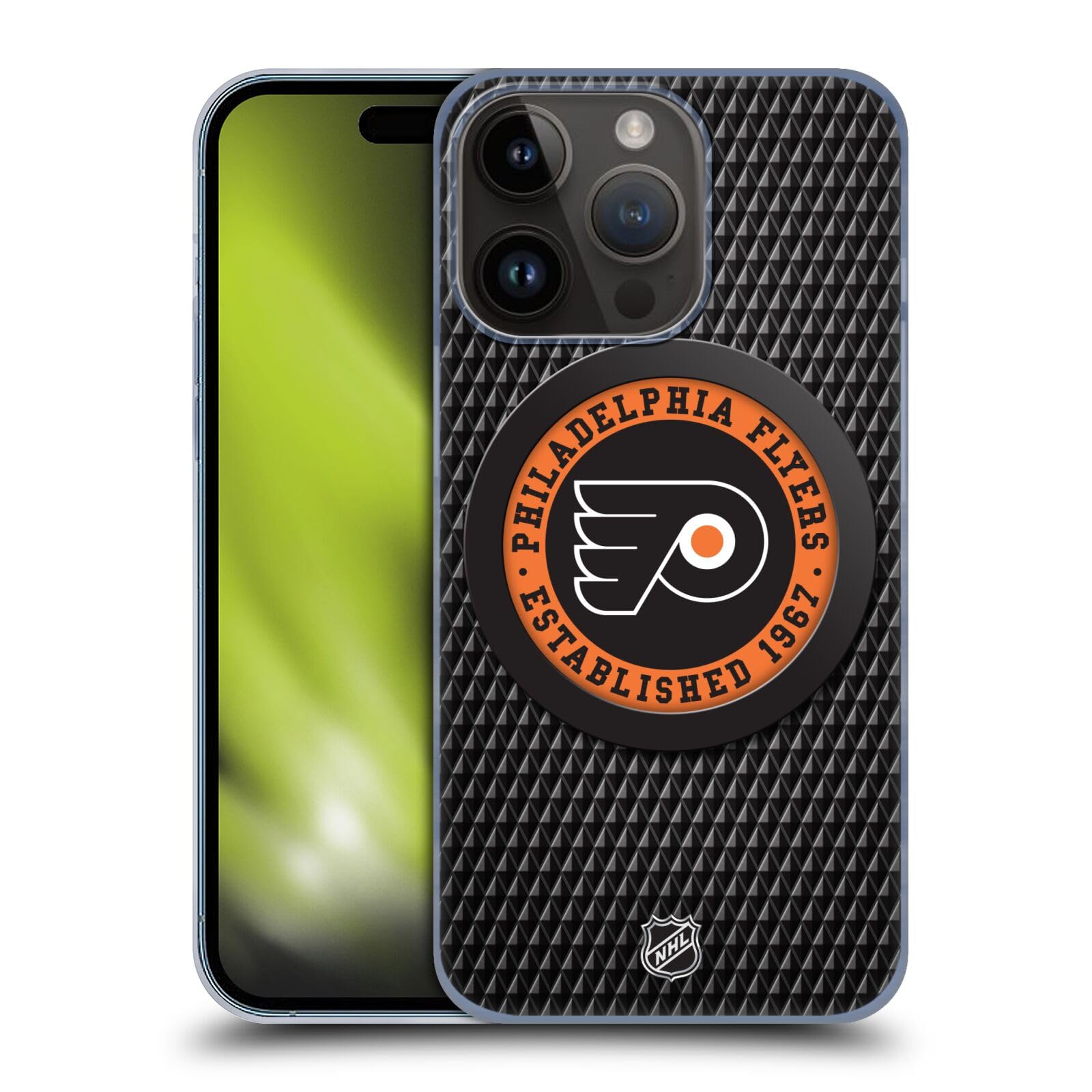 Head Case DesignsOfficially Licensed NHL Puck Texture Philadelphia Flyers Hard Back Case Compatible with Apple iPhone 15 Pro