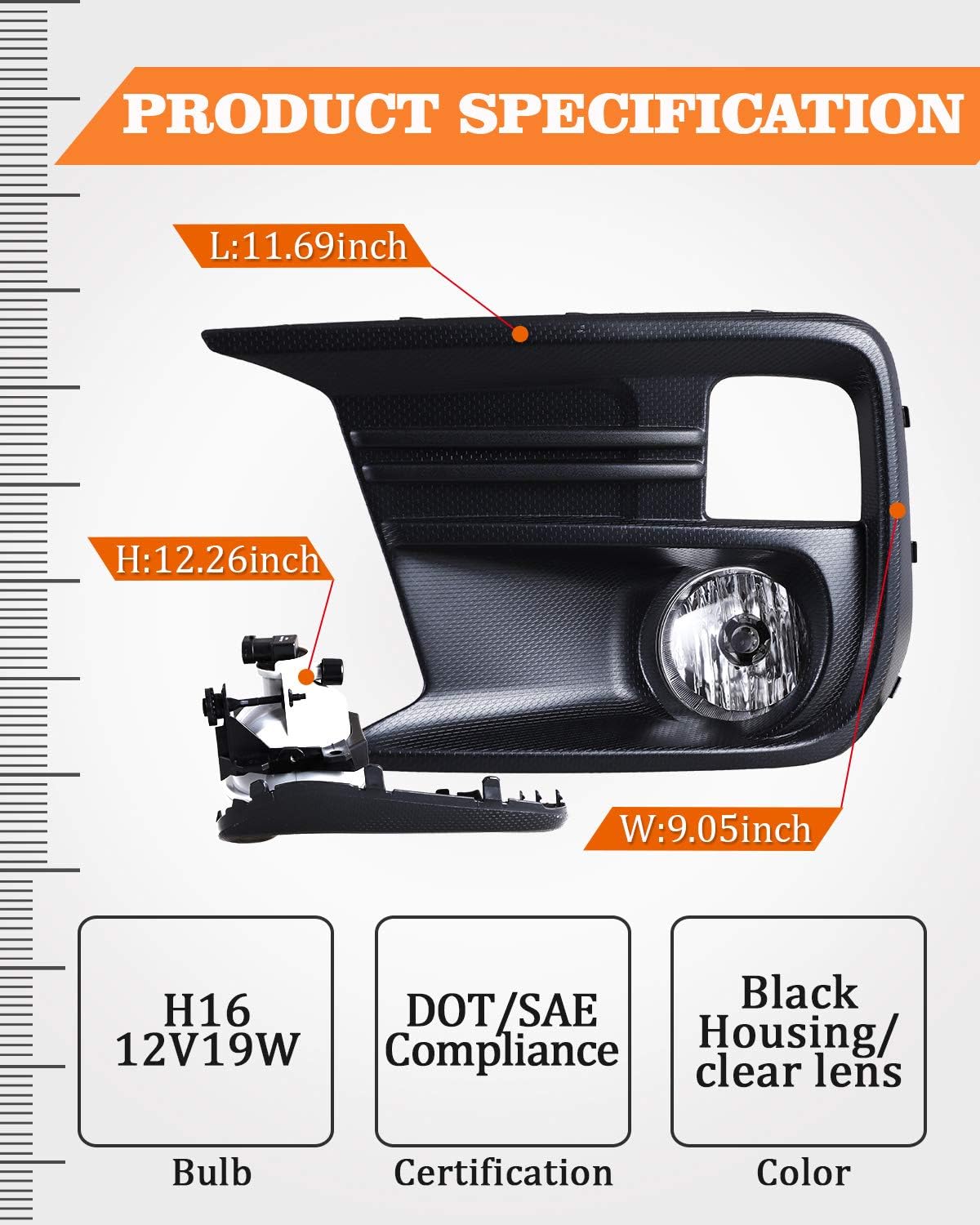 Fog Lights for 2018-2020 Subaru WRX/WRX STI 2PCS OEM Replacement Fog Lamps With Clear Lens AUTOWIKI