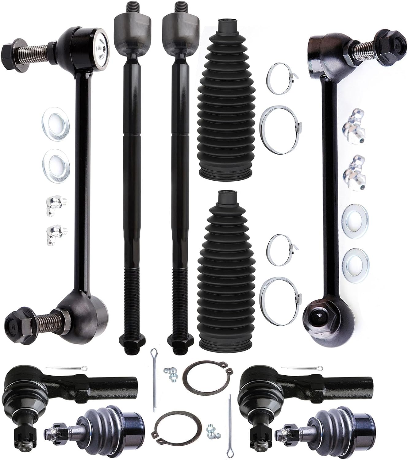 Front Inner Outer Tie Rod End w/Steering Boot fit 2011-2019 for Dodge Charger for Dodge Challenger for Chrysler 300, Suspension Kit with Lower Ball Joint Sway Bar Link - 10pc Set