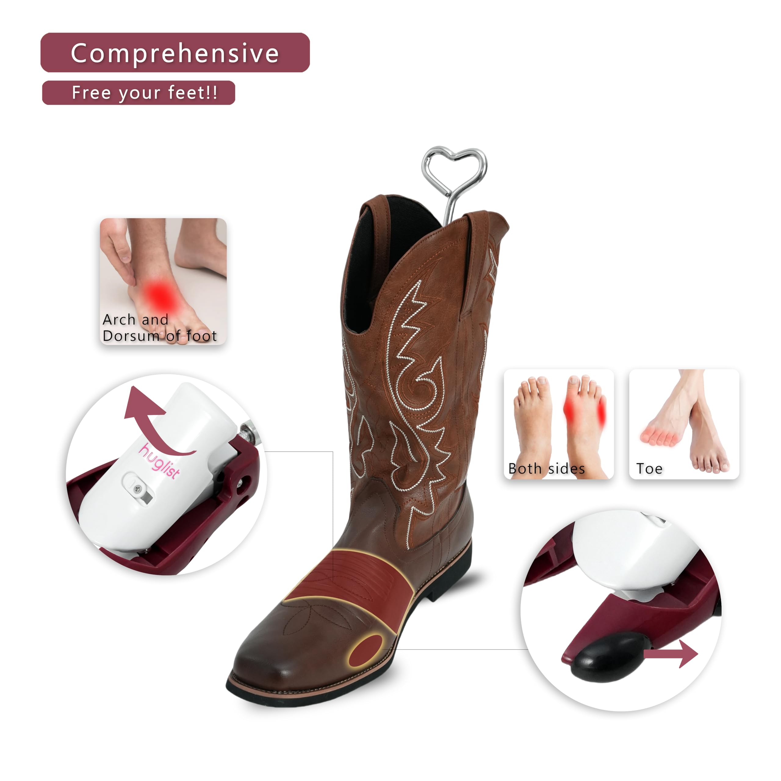 Estirador de zapatos: ancho y altura ajustables, expansor de botas, empeine alto y estirador de puntera