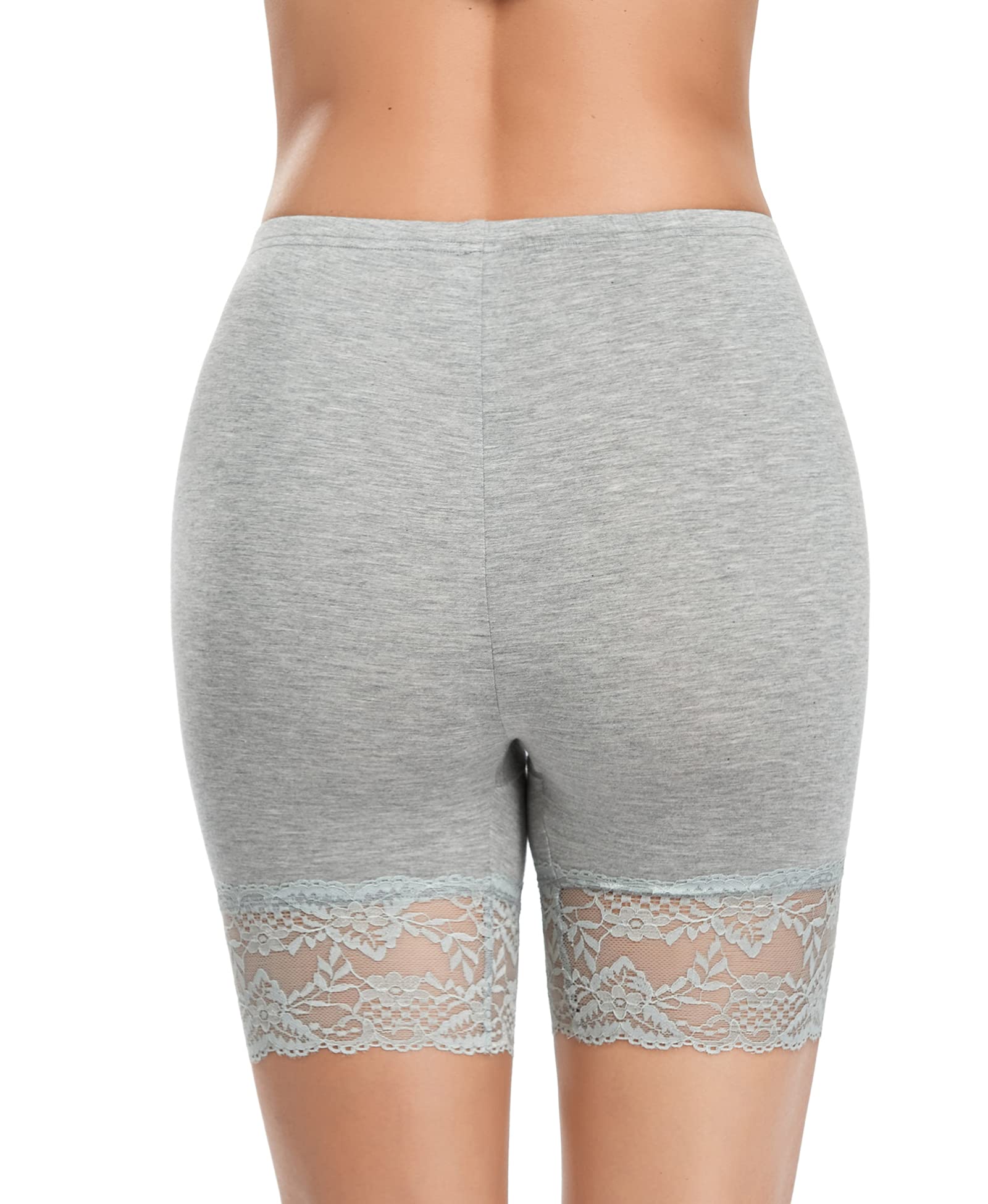 YARRCO Damen Unterhose Spitze Unter Rock Kurze Hose Unter Kleid Radlerhose Slipshorts Hohe Taille Shorts Boxershorts Kurze Leggings (Grau, S)