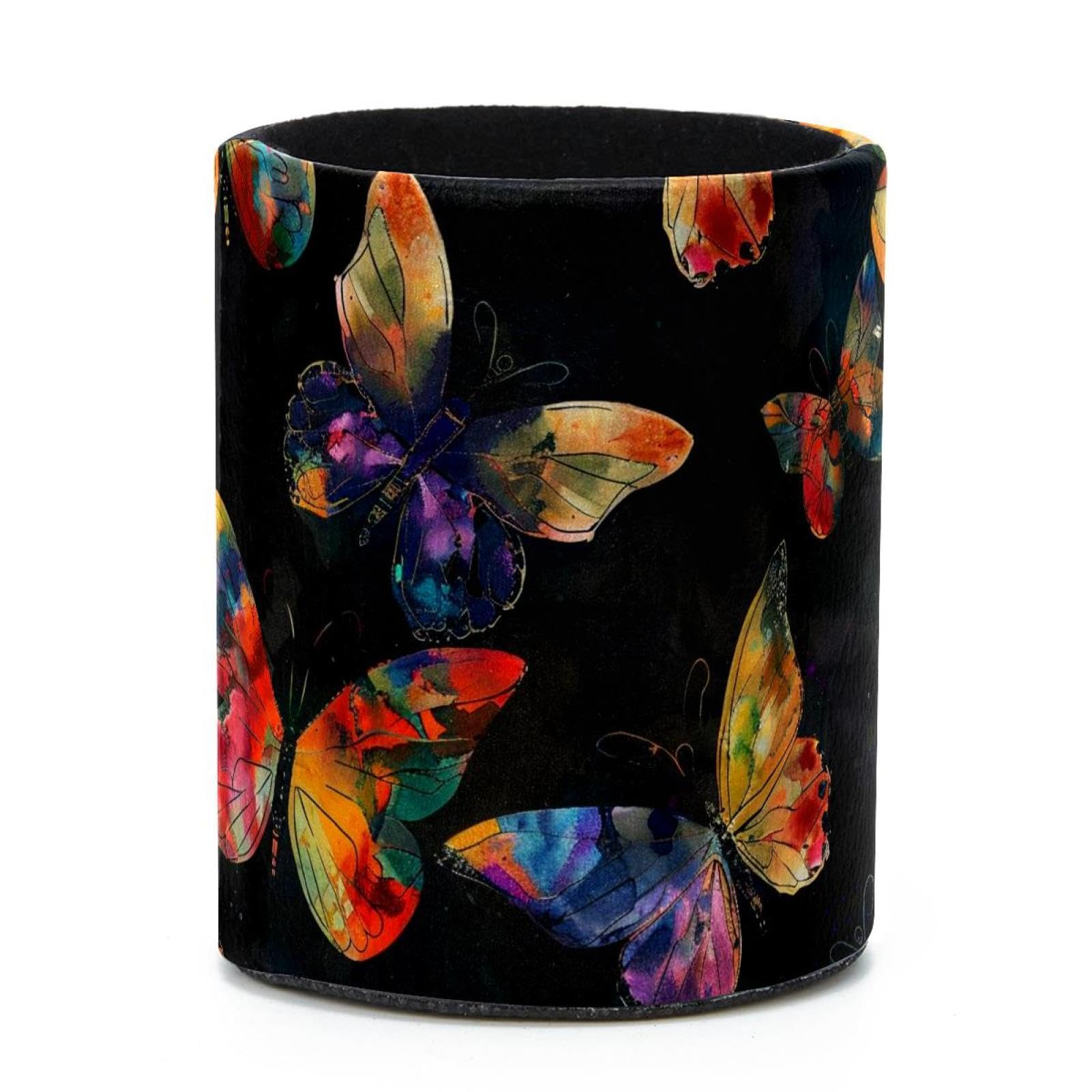 VAPOKF Round Pencil Holders for Desk, Watercolor Butterflies Pen Holders Pen Pot Makeup Brushes Storage Desktop Stationery Supplies Organiser for Home Office