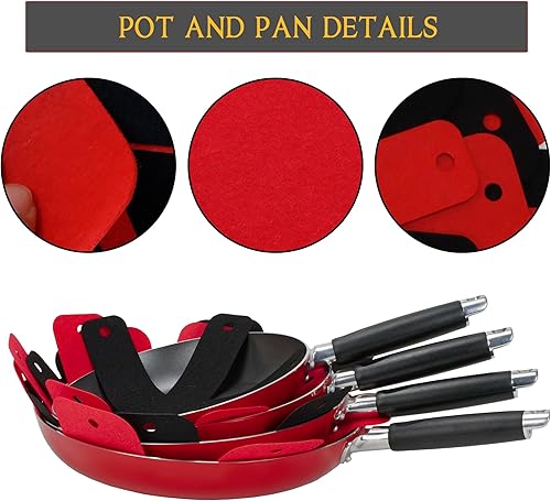 Miniatura 2 de Savina Protectores de ollas y sartenes – Grandes tamaños diferentes (16, 15, 14 y 12 pulgadas), juego de 8 – Material de fieltro, protectores de