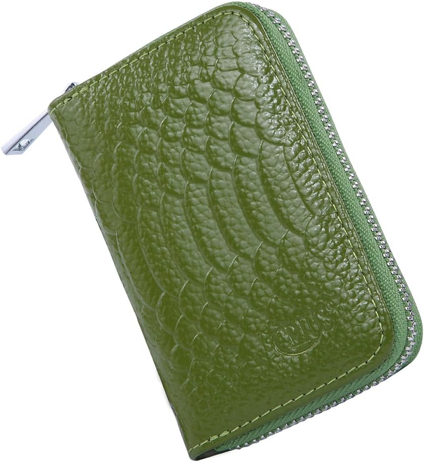 Crius RFID Blocking Leather Credit Card Wallet for Women, Mini Wallet (green)
