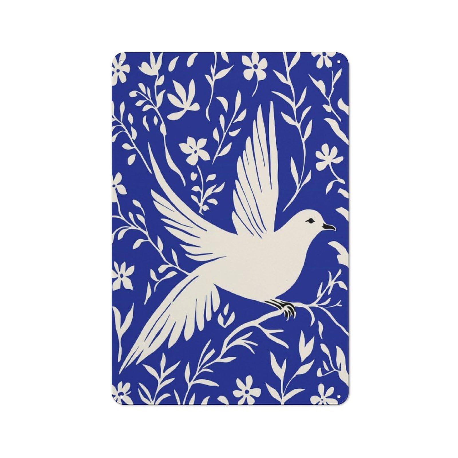 Junmoney Style-17 Blue Peaceful Dove Cottage Style Metal Wall Decor 30X20cm, Decorative Tin Sign For Cottage, Kitchen, Hallway Or Breakfast Nook