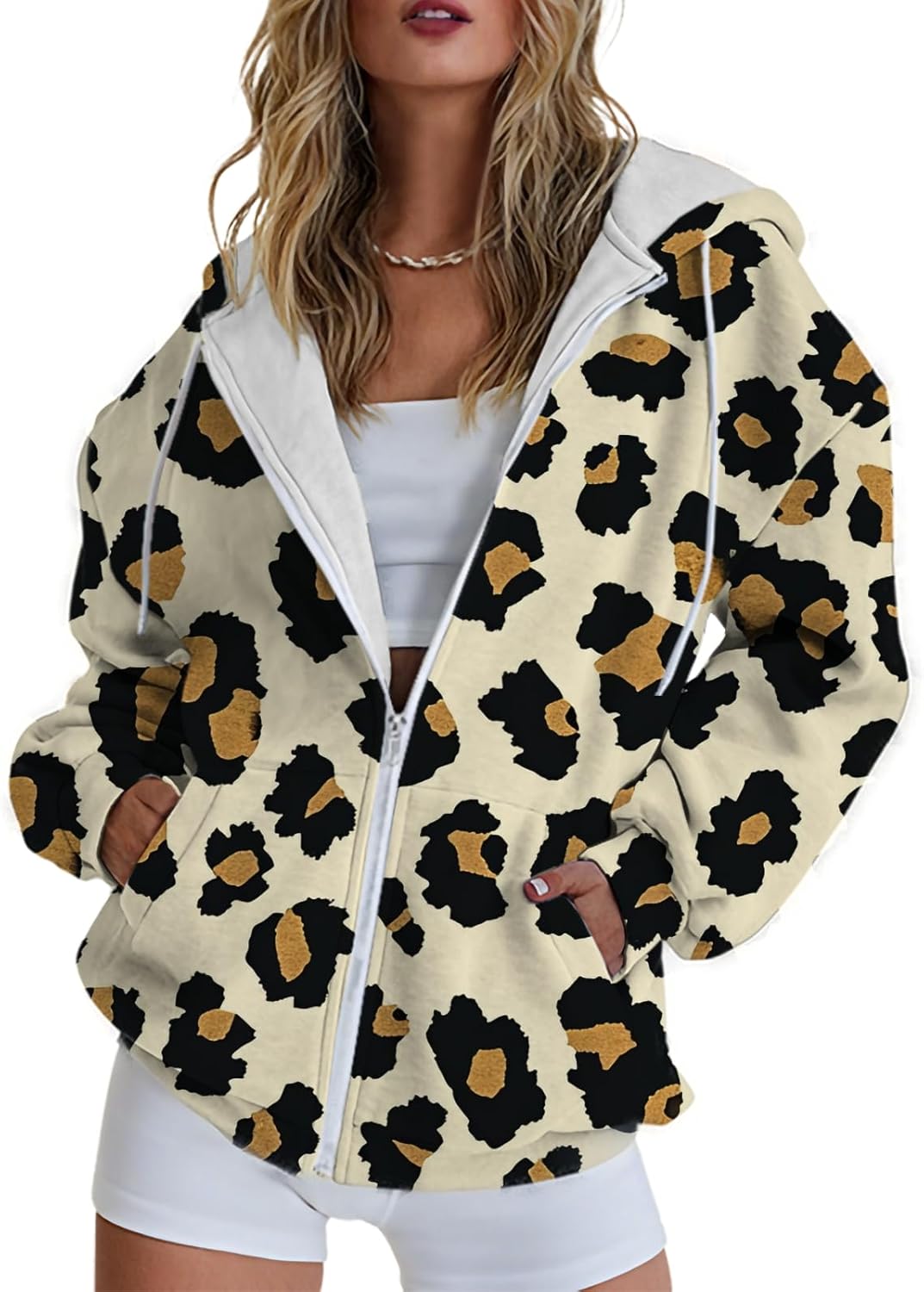 MARSVOVO Womens Full Zip Up Hoodies Loose Sweatshirts Casual Jacket Fashion Outfits Long Sleeve Tops with Pockets 2025