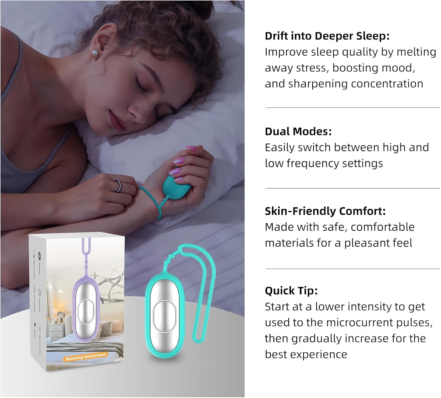 Handheld Sleep Aid Device- Sleep Anxiety Device for Relieving Anxiety and Stress, Improves Slumber for Adults and Students, 5 Adjustable Levels, USB Rechargeable, Easy to Carry（Orange & Blue） (Blue)