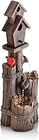 Alpine Corporation 35" 3-Tier Birdhouse Water Fountain with Cardinal - Rustic Outdoor Garden Patio Decor