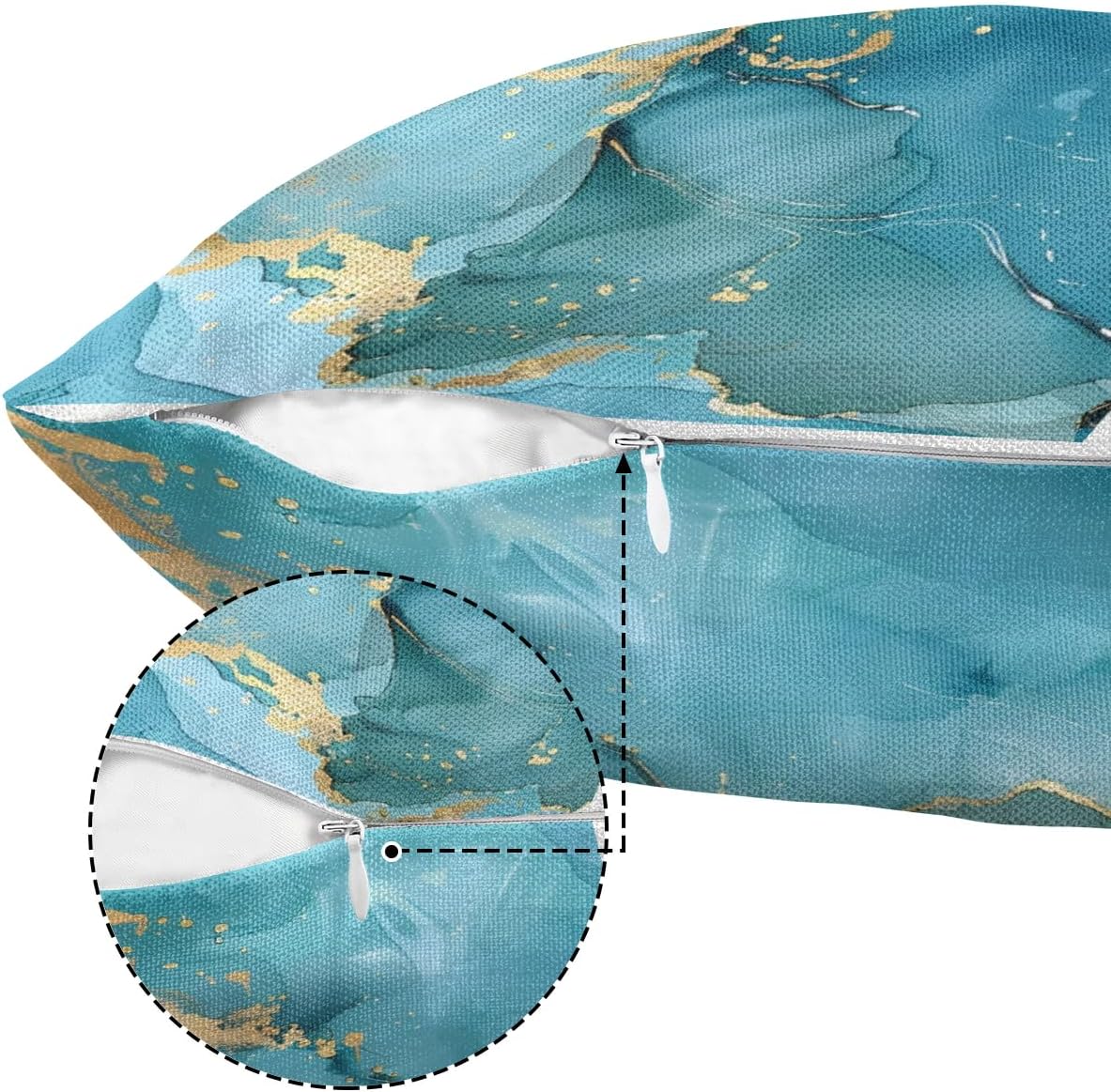 Marble Turquoise Print Throw Pillow Covers 26x26 Inch for Living Room Couch Bed Sofa Square Cushion Case Decorative Gold Teal Throw Pillow Cover Farmhouse Boho Home Decor