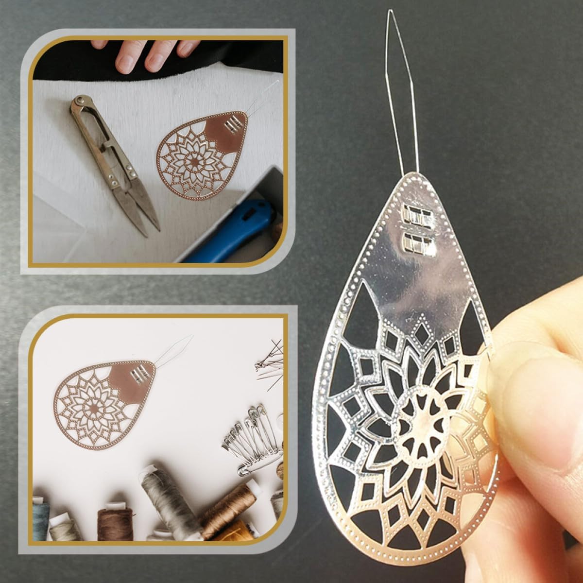 GRIRIW 3 Pcs Alloy Needle Threaders Rose Gold Sewing Threading Tools for Hand Sewing DIY Cross Stitch Accessories Craft Supplies