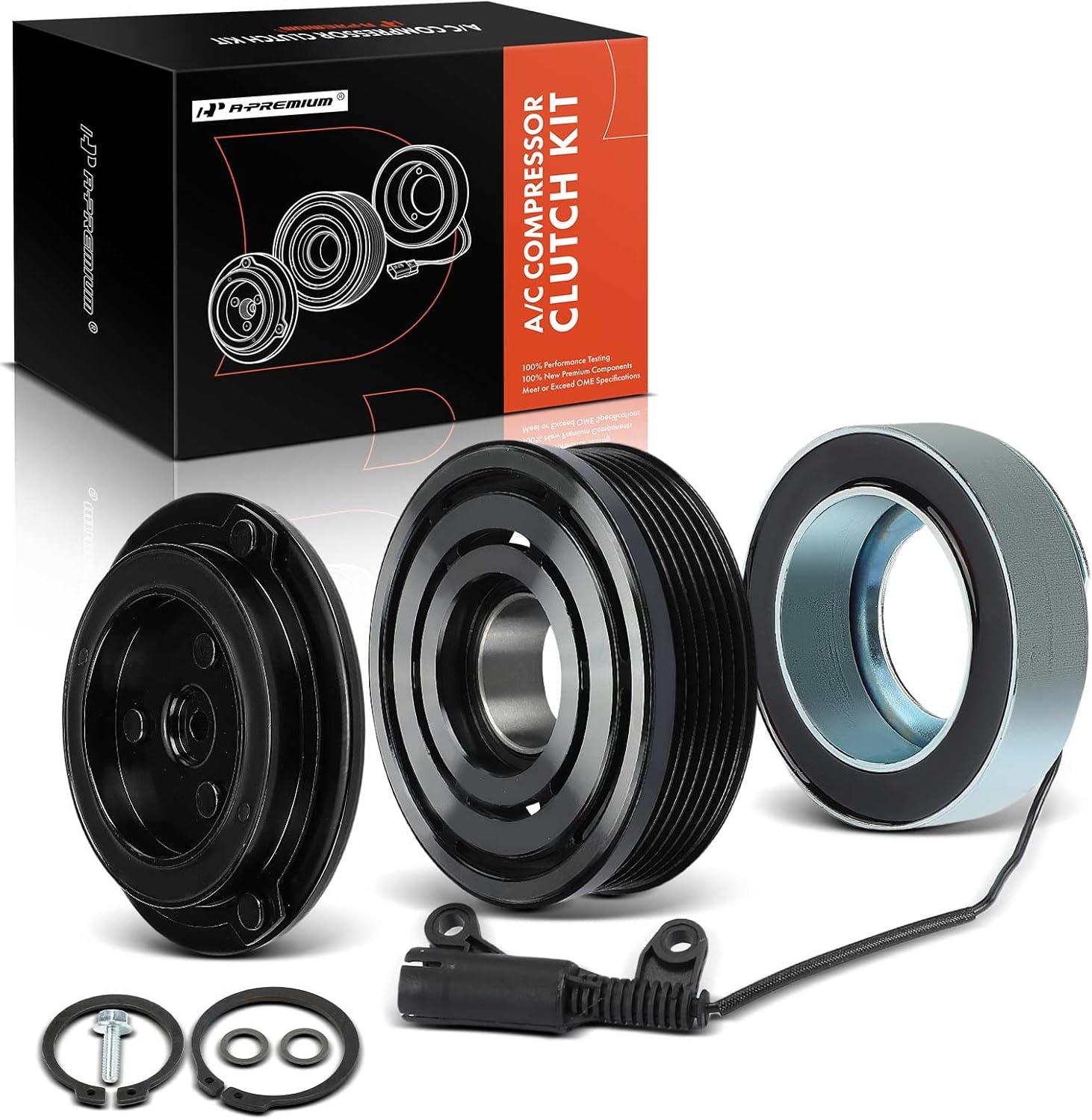 A-Premium Air Conditioner AC Compressor Clutch Kit Compatible with Mini Cooper 2002-2008 1.6L, with 6-Groove Pulley and CVC Compressor