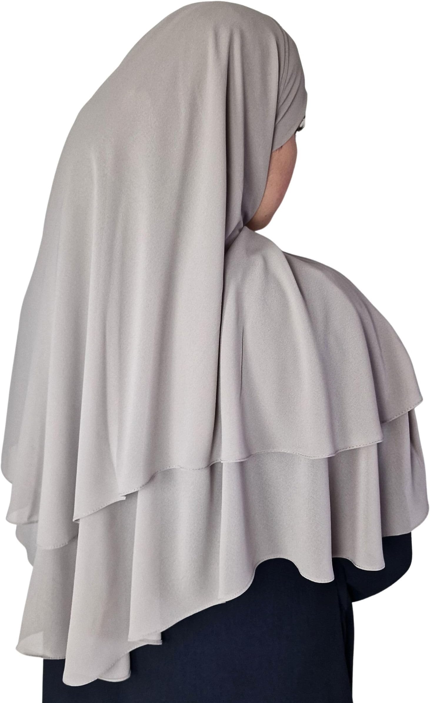 Hijab short Chiffon Khimar 2 layer Diamond cut Triangle Hijab Muslimah scarf one Piece Headscarf Chadors Arabia Islamic Prayer Dress Muslim Shawls
