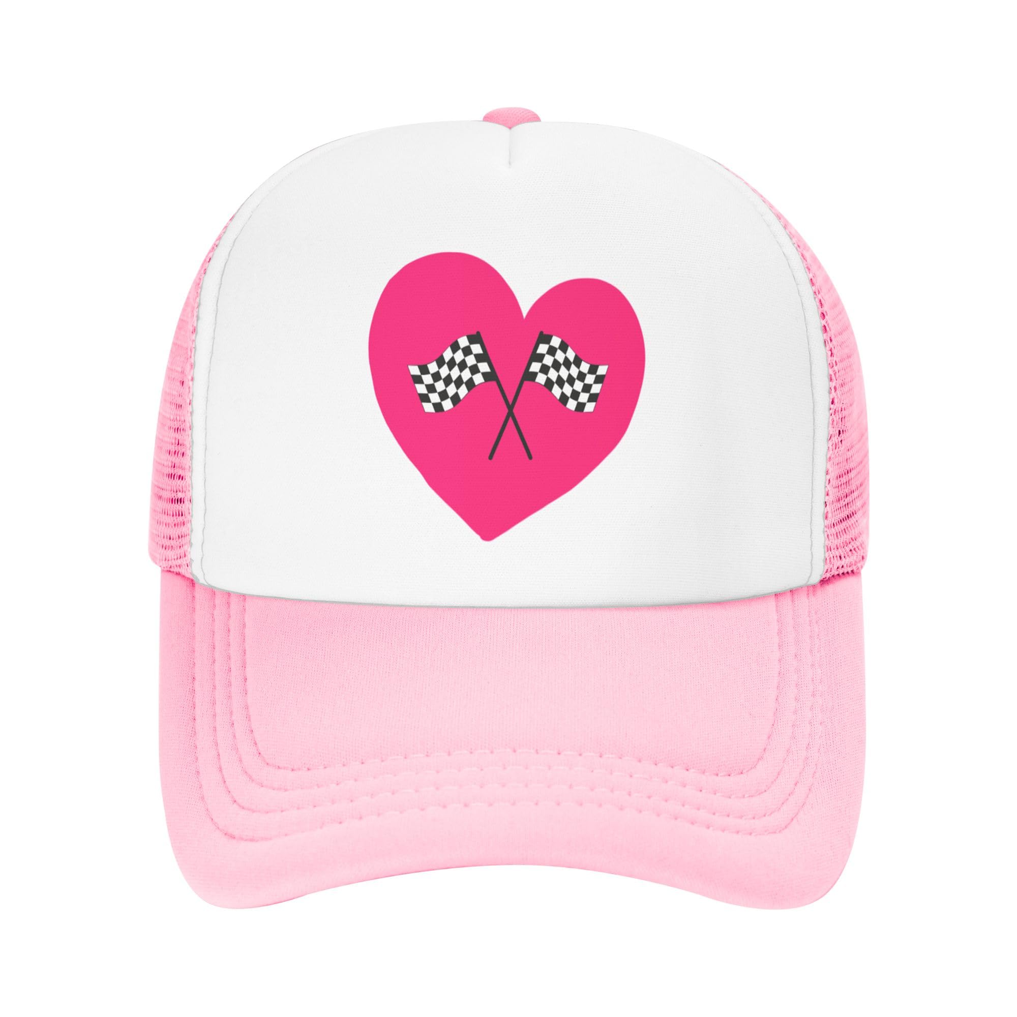 Checkered Flag Lightweight Mesh Baseball Hat Fishing Sun Cap Outdoor Casual Cap Pink