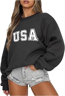 Crew Neck Outfits for Women Winter Fall Long Sleeve Graphic Relaxed Fit Outfit Sweatshirt Women 2023 Trendy Y2K