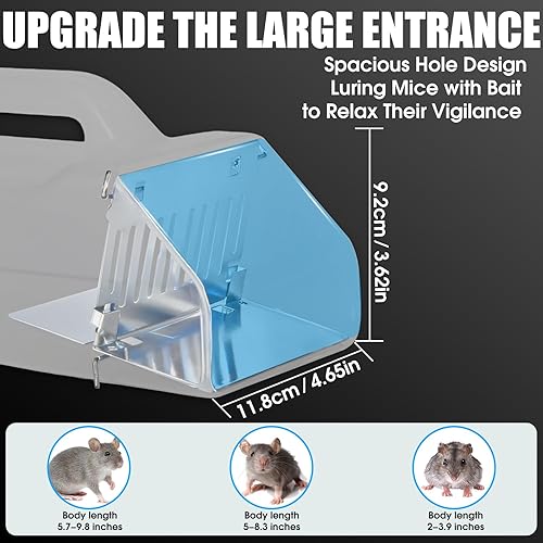 Miniatura 5 de Trampa humana para ratones de 12 pulgadas para interiores y exteriores, para el hogar, trampa de jaula con animales vivos, trampa transparente