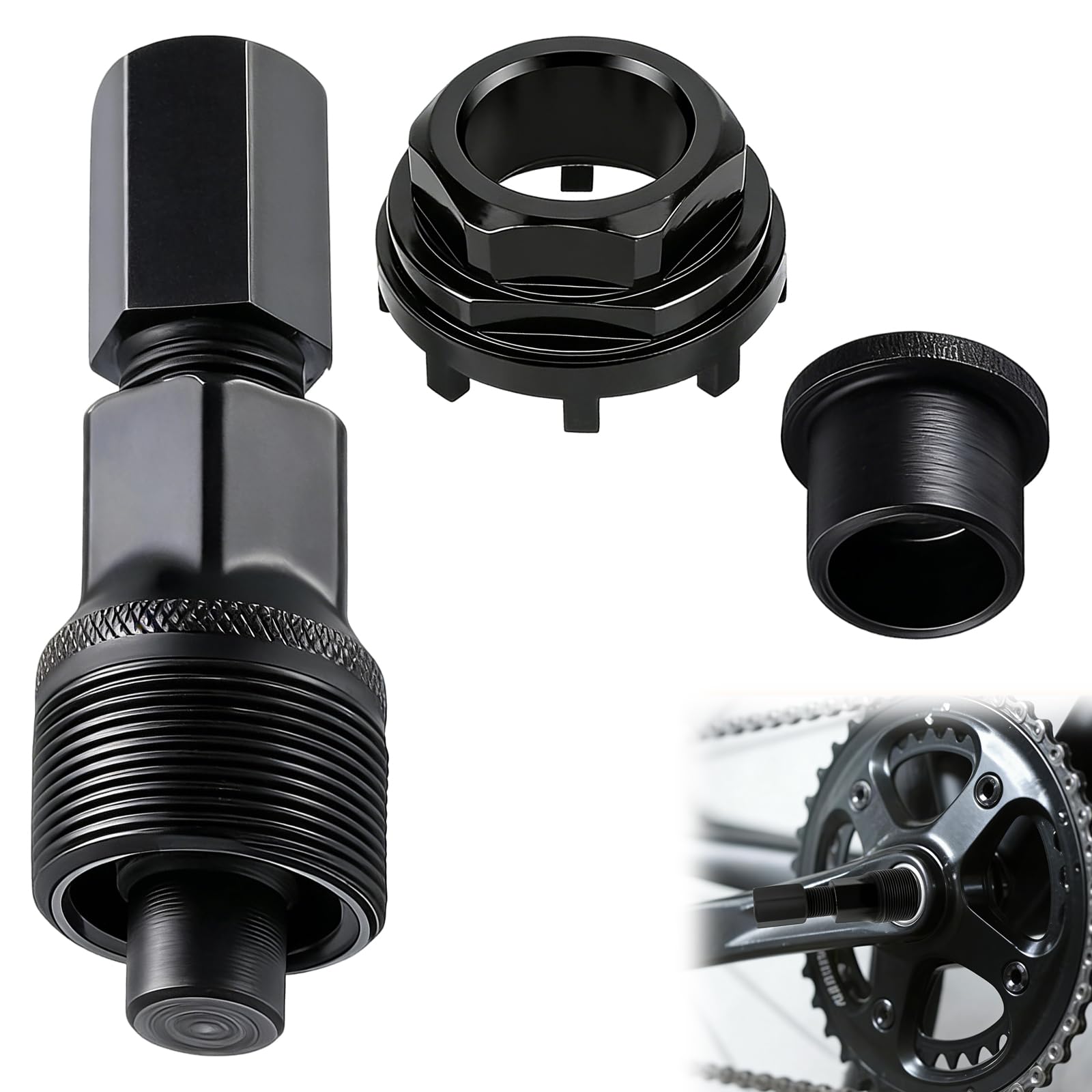 Narzędzie do zamka łańcucha rowerowego, 42 mm, czarne narzędzie do suportu z ściągaczem korby, ściągacz korby rowerowej z 8 zębami dla wielu typów rowerów